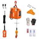 3-in-1 Electric Hoist Winch 1500W Powerful Portable 120V Winch with 1100Lbs Loading Capacity, 16 ft/min Lift Speed, 25ft Lifting Height  Perfect for Garages, Warehouses, and Factories (Orange)