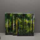 Forest Art Canvas Wall Decor: 3 Panel Nature Wall Art Landscape Paintings Framed Trees Green Pictures Sunrise Scenery Wall Decor for Living Room Bedroom Office Bathroom 12 x 16 Inch