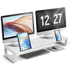 Dual Monitor Stand Riser 28-Inch Computer Monitor Stand with Multifunctional Slot for 2 Monitors, Multi-Purpose Desktop Storage for Laptop, Printer, TV Dual Monitor Stand Riser 28-Inch Computer Monitor Stand with Multifunctional Slot for 2 Monitors, Multi-Purpose Desktop Storage for Laptop, Printer, TV