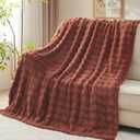 NEWCOSPLAY Twin Blanket for Couch Coffee Super Soft Flannel Fleece 3D Bubble Lightweight Bed Blanket All Season Use (Coffee, Twin(60"x80"))