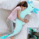 MaoGoLan Giant Axolotl Plush Body Pillow, Big Axolotl Stuffed Animal, XL Salamander Plush Pillow Toy for Kids, Glow in The Dark Salamander Plushies, Birthday Easter Gift, Baby Shower Decor, Blue