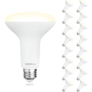 16 Pack BR30 LED Bulb, Dimmable Indoor Flood Lights 7W Equivalent 65W 3000K Warm White, CRI80, 650 LM, E26 Base, 15000 Lifetime Hours, Interior Energy Saving Recessed Light Bulb, Flicker-Free