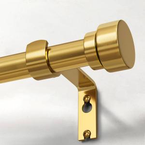 Lootkell Modern Gold Curtain Rods for Windows 72 to 144 Adjustable Length Heavy Duty 1" Diameter Brass Window Curtain Rod with Solid Metal Finials for Outdoor Farmhouse Bedroom Kitchen Living Room