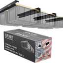 HANDT Overhead Garage Storage Rack, Connectable Heavy Duty Metal Ceiling Rails For Garage Storage Organization Shelving System, Hanging Racks For Tote Containers, Supports Up To 6 Bins, Black