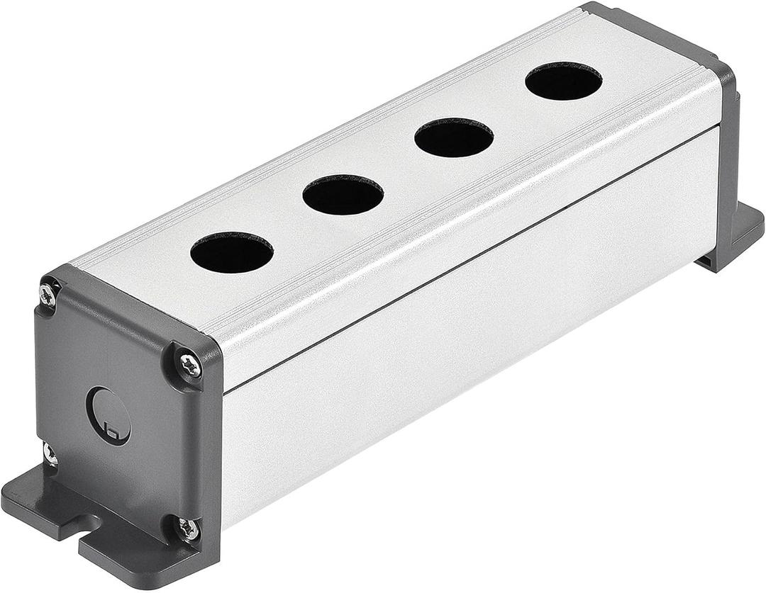 uxcell 4 Holes 16mm Aluminum Switch Button Station Box with a PG7 Cable Gland and Mounting Base