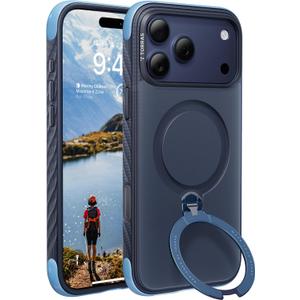 TORRAS Q3 Rugged for iPhone 17 Pro Max Case with 360 Magnetic Stand, [Tough 7X Mil-Grade Protection] Fit for MagSafe, [Anti-Slip Grippy Sides] Camera Control Button,Microfiber Lining, Deep Blue