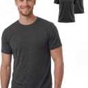 SUNCHIRI Merino Wool Shirts for Men 2 Pack, Lightweight Wool Base Layer, Short Sleeve Crewneck Undershirt (Darkgrey, M)