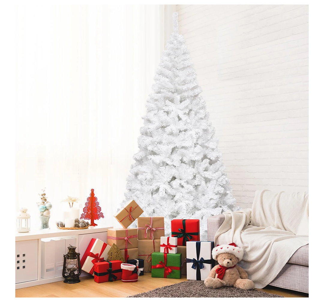 8Ft Artificial PVC Christmas Tree Stand Indoor Outdoor White