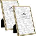 4x6'' Simply Gold Metal Picture Frame 2pack, Elegant Narrow Plated Photo Frames 4 x 6'' With Soft Touch Velvet Backing for Desktop and Wall Dcor