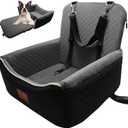 Dog Car Seat Bed 2 in 1 for Small/Medium Dogs up to 35 lbs,Adjustable Safety Leashes,Memory Foam with Soft Fabric Pets Travel Car Bed,Easily Installed in Front and Back seat,Removable and Washable. (Black outside Grey inside)