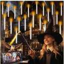 18Pcs Floating Candles with Magic Wand Remote, Battery Operated Flameless Taper Candles, Flickering Warm LED Light Window Candle for Halloween Decorations Christmas Wedding Party Decor