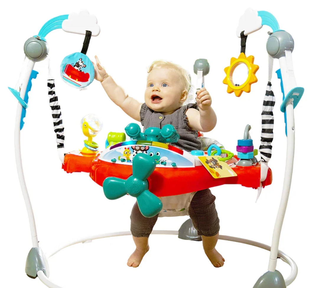 Baby Einstein Ocean Explorers Airplane Adventure 2-in-1 Interactive Baby Jumper Activity Center with Lights Ages 6 Months +, Max Weight 25 lbs., Unisex