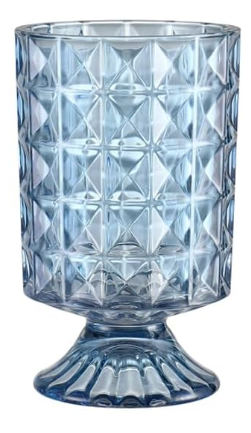 MCMCNCUIU Crystal Vase for Centerpieces, Blue Flower Glass Vase, Pedestal Glass Vase for Living Room, Bedroom, Dining Table, Birthday, Wedding, 7 inch