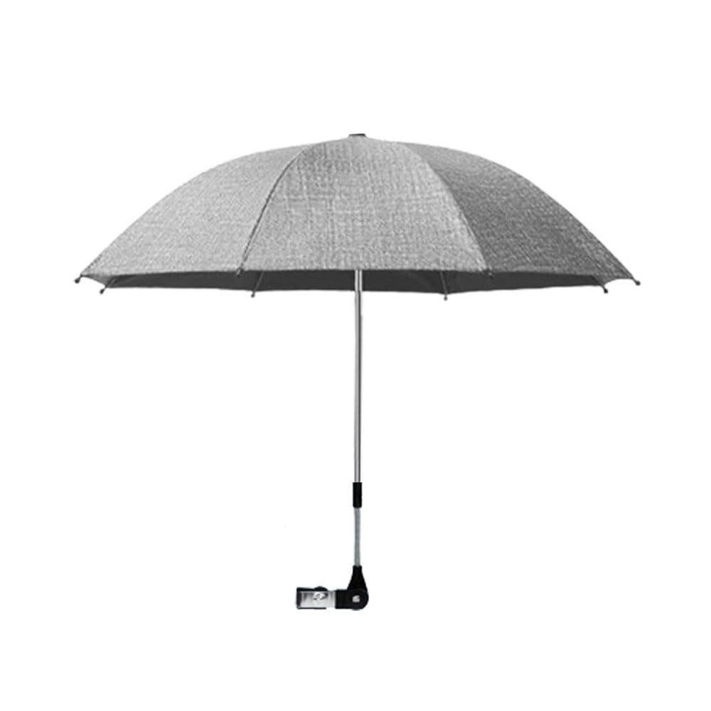 Convenient and Lightweight, Clip-On, Adjustable steering, The top of the umbrella can adjusted to bend, Universal, Umbrella Baby Stroller, Stroller Umbrella Attachment for Sun Protection Cowboy Grey