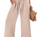 Caracilia Womens Wide Leg Palazzo Pants Cropped High Waisted 2026 Summer Casual Loose Lounge Flowy Travel Work Trousers M
