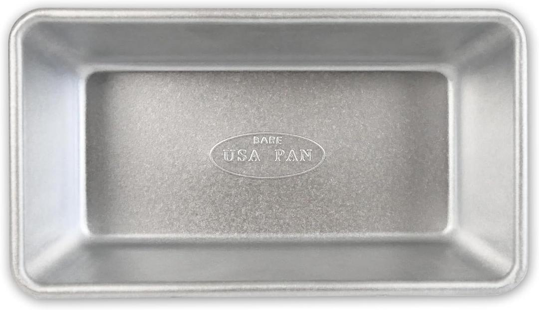 USA Pan Bare Bakeware Traditional Aluminized Steel Uncoated Small Loaf Pan, Made without nonstick coating, 1 Lb