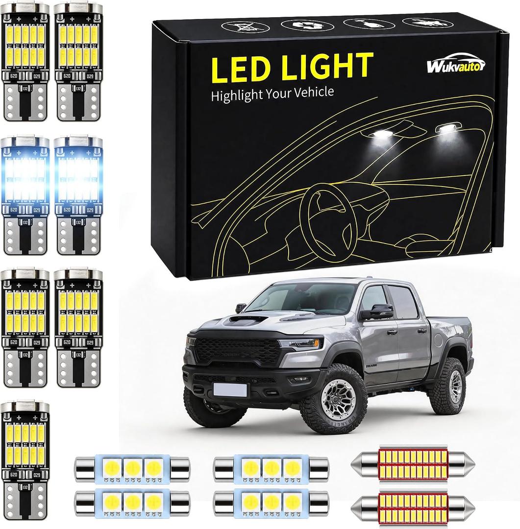 LED Interior Lights for 2019-2026 RAM 1500 | Compatiable with 2019-2026 RAM 1500 Interior Lights Kit Package Super Bright 6000K White LED for 5th Ram 1500 accessories