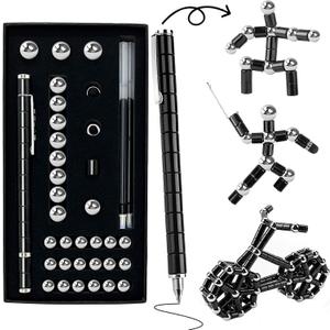 Fidget Pen Birthday Gifts For Men - Father Dad Gifts Stress Relief Toys Adhd Fidget Toys Magnetic Pen Teen Girl Boy Gift Trendy Stuff Teacher Appreciation Gift Cool Office School Desk Toy For Adults (Black)