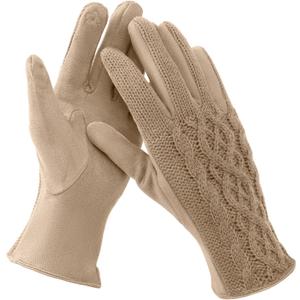 Winter Gloves, Winter Gloves for Women Cold Weather Touch Screen, Winter Gloves Womens Warm Knit Glove (Khaki)