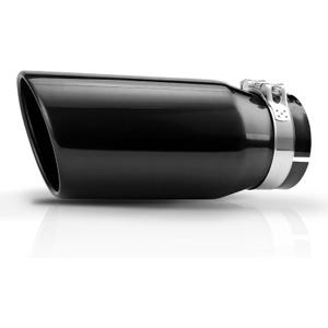 A-KARCK 4 Inch Inlet Exhaust Tip, Bolt On 4" Inlet 5" Outlet 12" Long Black Coating Exhaust Tailpipe Tip, Stainless Steel Rolled Edge