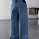 BLENCOT Maternity Jeans for Women High Waist Straight Leg Pregnancy Denim Pants with Pockets (Blue, M)