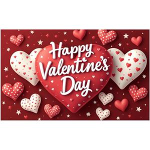 2 x Red Heart Valentine's Day Banner Polka Dot Love Decor Romantic Celebration for Couples Date Anniversary