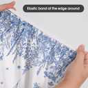 Horaldaily Spring Fitted Tablecloth 68 x 48 Inch Oval, Spring Wild Flowers Floral Blue Washable Table Cover Elastic Edged for Dining, Picnic, Camping, Banquet