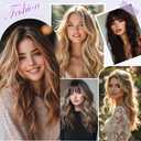 Sofeiyan Brunette Mixed Ash Blonde Hair Extensions 16 inch Clip in Highlighted Hair Extensions 4PCS Synthetic Fake Hair Soft Natural Hairpiece 140g Curly Thick Hair Extension for Women