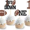 24Pcs Football 1st Birthday Cupcake Toppers, First Birthday Football Cake Decorations, Football Cupcake Toppers for Football Baby Shower Decoration (1st birthday)