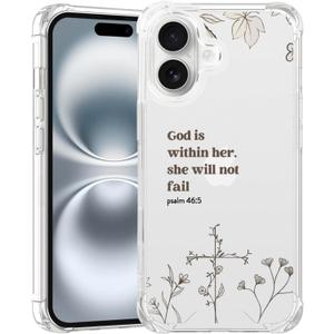 [God is Within Her She Will Not Fail Psalm] Bible Christian Women Clear Phone Case for iPhone 16 (6.1")