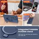 Liquid Silicone Case for Samsung Galaxy S25 Ultra with Magnetic Stand, Mil-Grade Drop Shockproof, Full Camera Protection Anti-Scratch Microfiber Lining Silicone Phone case, Dark Blue
