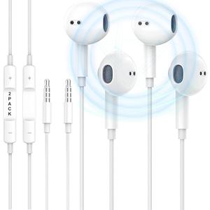 2 Pack Wired Headphones for iPhone Earbuds with 3.5mm Plug Earphones Built-in Microphone & Volume Control Compatible with iPhone/iPad/Android/Laptop/PC and Other 3.5mm Jack Devices