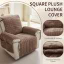 Plush Recliner Slipcover 30 Inches Washable Chair Covers Artificial Wool Lazy Boy Cover Quilted Cover for Recliner Chairs and Furniture, Large Taupe Chair Protector with Side Pocket for Kids/Pets