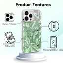 NITITOP Compatible for iPhone 13 Pro Max Case Cute Butterfly Pattern for Women Girl Glitter Laser Shiny Feather Yarn Style Aesthetic Shockproof Hard Protective Phone Cover - Green