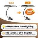 Vekkia 96 Led Rechargeable Music Stand Light - Folding Clip On Piano Lamp, Portable Professional with 5 Brightness3 Color Temperature for Grand Piano and Book Reading