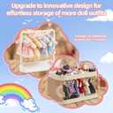 Foldable Doll Wardrobe Storage Box, Compatible with Labubu Clothes, Designed for 15/17cm Doll Clothing, Includes 12 Hangers, 1 Hanging Rod, Dust Cover, Coat hangerand Display Shelf.