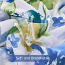 Luxudecor Floral Comforter Set Queen Size 7 Pieces Bed in a Bag, Blue Flower Watercolor Bed Set, Soft Comforter with Sheet Set 90"x90"