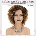XIUFAXIRUSI XIUFAXIRUSI Blonde Short Curly Wigs for Black Women Ombre Blonde Afro Kinky Curly Bob Wigs with Side Part Synthetic Fibre Full Hair Afro Wigs for Black Women