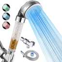 Cobbe Filtered LED Shower Head with Handheld, Color Changing, High Pressure Shower Head with Filter, Water Saving Spray Handheld Showerheads with Hose and Base for Dry Skin & Hair (3-Light)