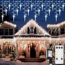 59 Ft 720 LED Christmas Icicle Lights Outdoor 8 Modes Waterproof Icicle String Lights with 120 Drops Icicled Fairy Twinkle Light with Remote for Xmas Decor Wedding Indoor (Cold White)