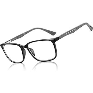 BLUEMOKY Blue Light Reading Glasses for MenSport Square Frame Readers, Anti Glare Computer Glasses (C01 Black / Grey)