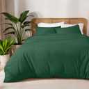 Bare Home 100% Organic Cotton Jersey Duvet Cover Set - Full/Queen Size - Ultra Soft - 100% Cotton - 3pcs - Corner Ties - Button Closure - Bedding Duvet Cover & Pillow Shams (Full/Queen, Forest Green) (07 - Forest Green (No Comforter))