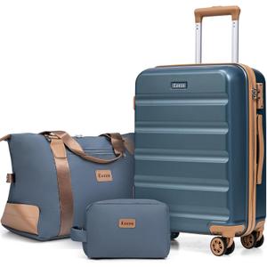 Luggage Sets 3 Piece,Suitcases with Wheels,Carry On Luggage Set,ABS Hard Case Luggage with TSA Lock Spinner Wheels(3 Piece Sets,Blue(20"/DB/TB)), 3PCS