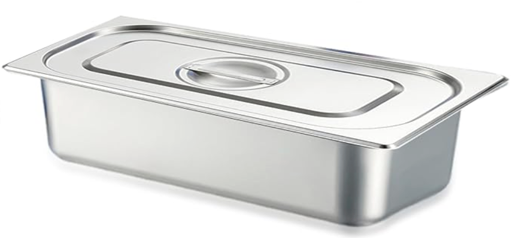 1 Pack 1/3 Size Hotel Pan with Lid, 3.6 Inch Deep Stainless Steel Steam Table Pan Serving Pans for Restaurant, Kitchen, Party, Hotel, Food Buffet Event
