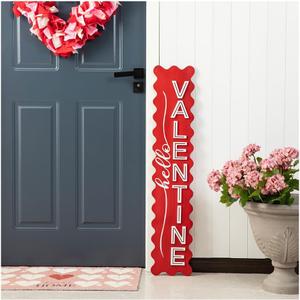 Glitzhome 39.25"H Valentine's Wooden HELLO VALENTINE Porch Sign, for Home Front Door Yard Party Decor