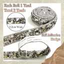 2 x FULZTEY 2 Yards Crystal Rhinestone Ribbons,Black Sticky Gems Diamond Ribbon for DIY Crafts,2.2 cm Width Rhinestones Tape Stickers,Self Adhesive Diamond Strips for Arts Clothes Decoration