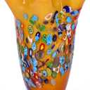 DOVDOV Handmade Glass Blown Orange Wide Mouth Irregular Vase, Modern Art Decoration for Home Office Living Room Dining Table Centerpiece