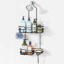 HapiRm Hanging Shower Caddy Organizer - Bathroom Organizer with 12 Hooks and Soap Holder, Rustproof Shower Shelf over Shower Head - Black