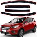 Lightronic Extra Durable Clip-on in-Channel Auto Vent Window Visor, Fits 2013-2019 Ford Escape, UV Protection Rain Guard, Original Wind Deflector, No-Drill Easy Install, Dark Smoke, 4-Pcs