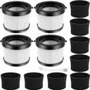 DCV501HB DCV5011H Vacuum Filter Compatible with DEWALT DCV501HB 20V Vacuum Cordless Handheld Vacuum, 4 Packs HEPA Vacuum Filter with 8 Foam Sleeve Filters & 1 Brush